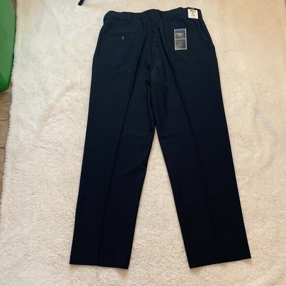 Haggar Dress Pants Mens Sz 36x32 Navy Marine Classic Fit Eco Stria Slacks NWT - Picture 2 of 8